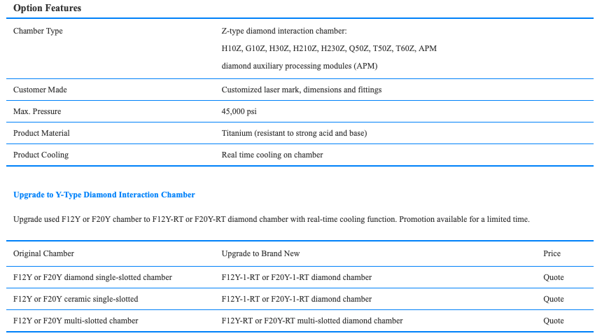 Option features and upgrades